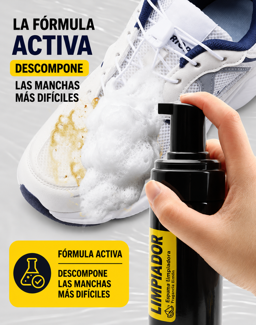 Espuma Limpiadora para Zapatillas – Limpieza en Seco sin Agua 150 ml + Cepillo y Paño